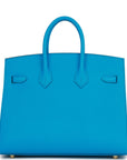 HMS Birkin Sellier 25 Bleu Frida Epsom Gold Hardware