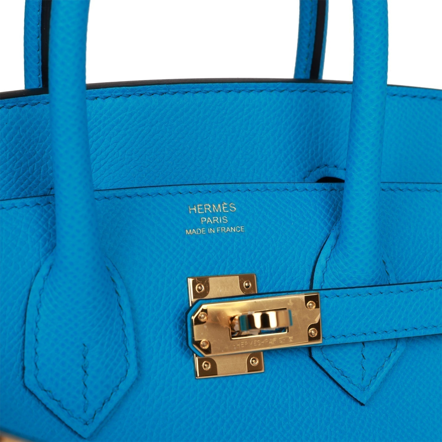 HMS Birkin Sellier 25 Bleu Frida Epsom Gold Hardware