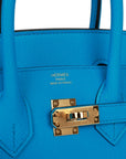 HMS Birkin Sellier 25 Bleu Frida Epsom Gold Hardware