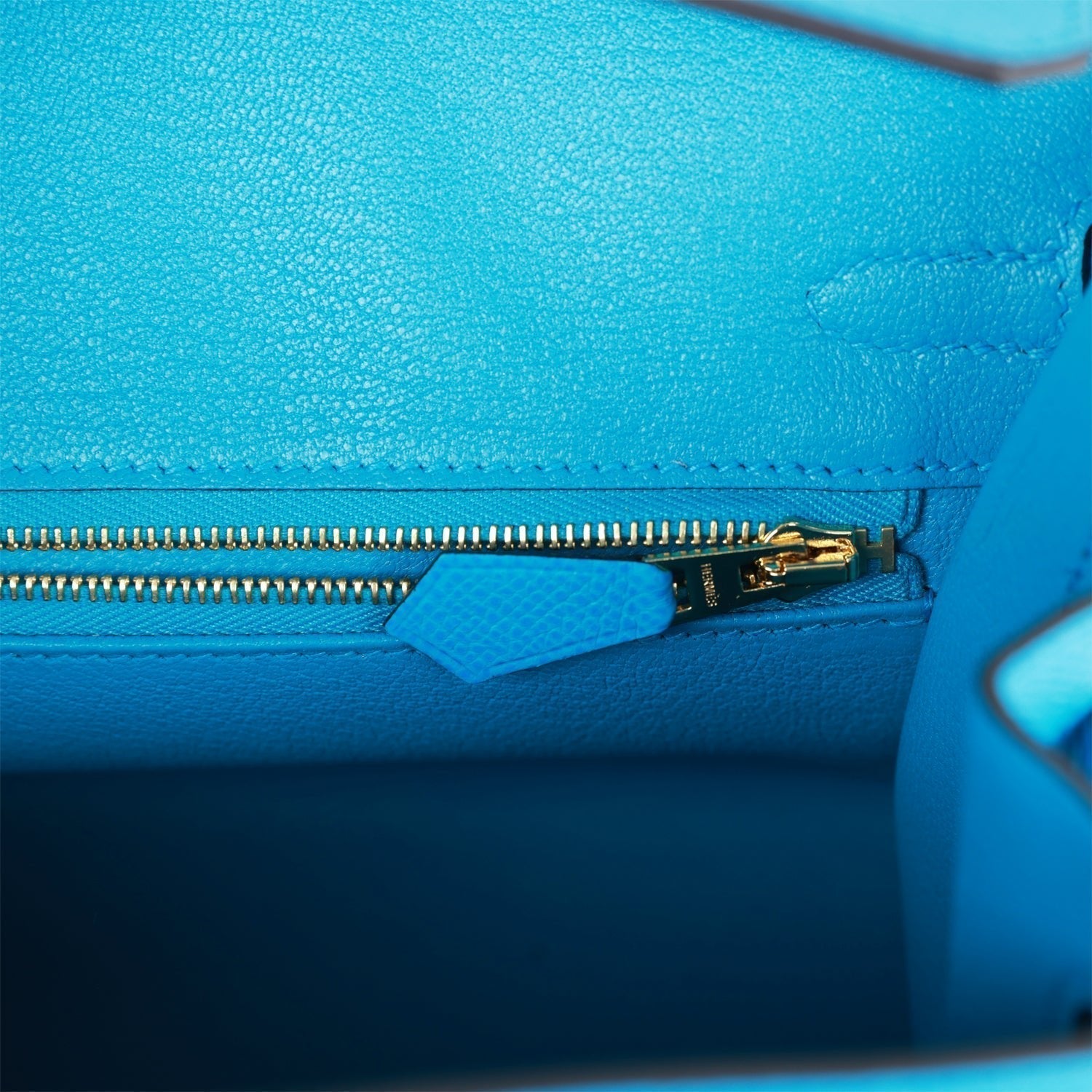 HMS Birkin Sellier 25 Bleu Frida Epsom Gold Hardware