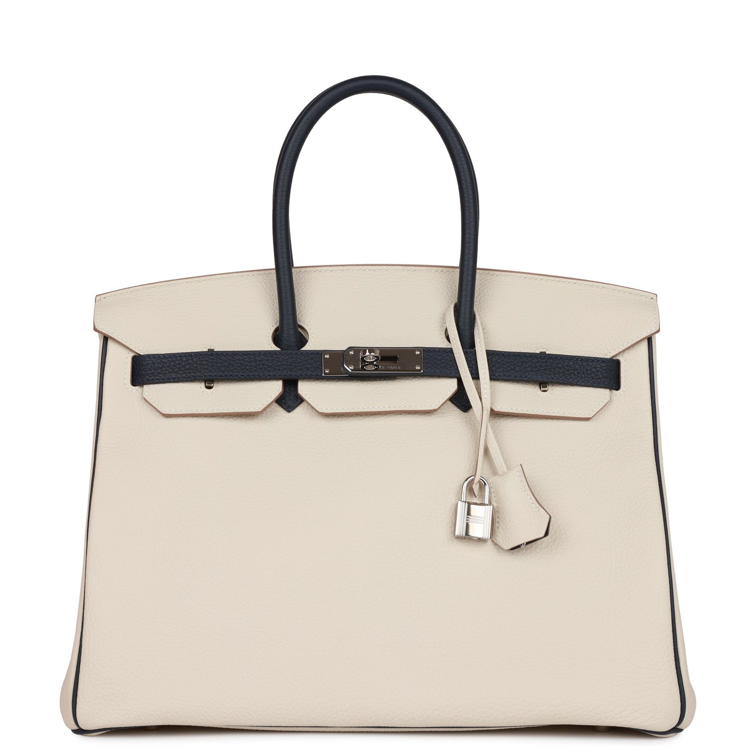 Top Quality HMS Special Order (HSS) Birkin 35 Craie and Bleu Nuit Togo Palladium Hardware