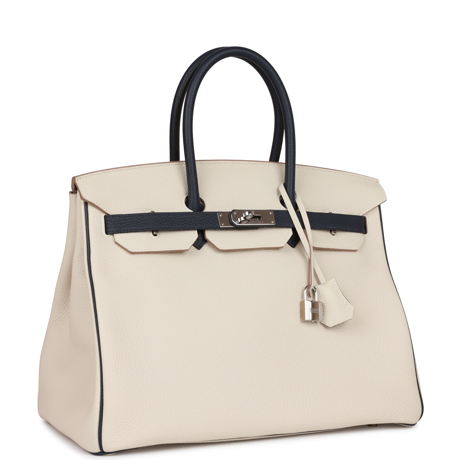 HMS Special Order (HSS) Birkin 35 Craie and Bleu Nuit Togo Palladium Hardware