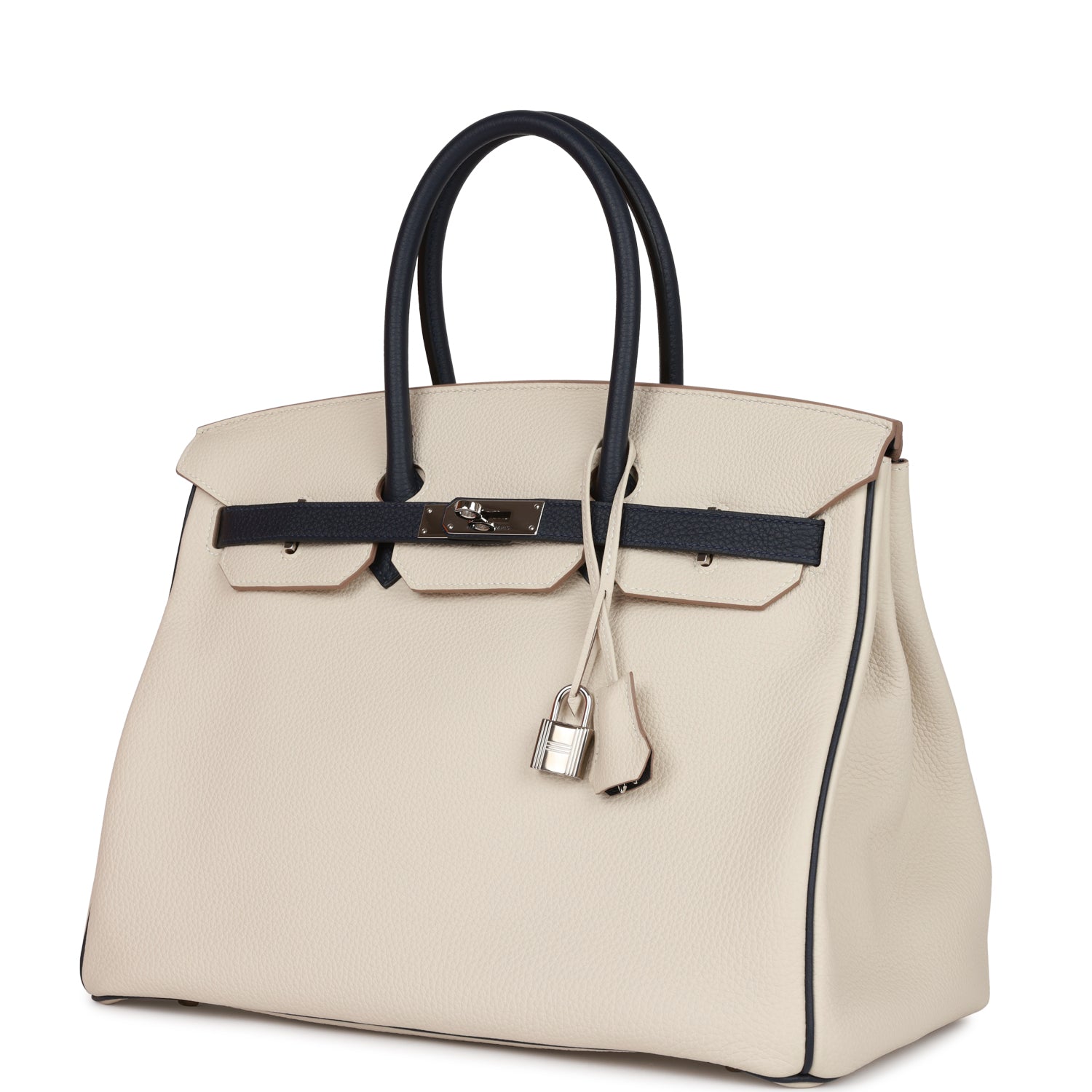 HMS Special Order (HSS) Birkin 35 Craie and Bleu Nuit Togo Palladium Hardware