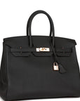 HMS Birkin 35 Black Togo Rose Gold Hardware