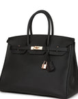 HMS Birkin 35 Black Togo Rose Gold Hardware