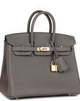 HMS Birkin 25 Gris Meyer Togo Gold Hardware