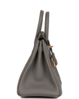 HMS Birkin 25 Gris Meyer Togo Gold Hardware