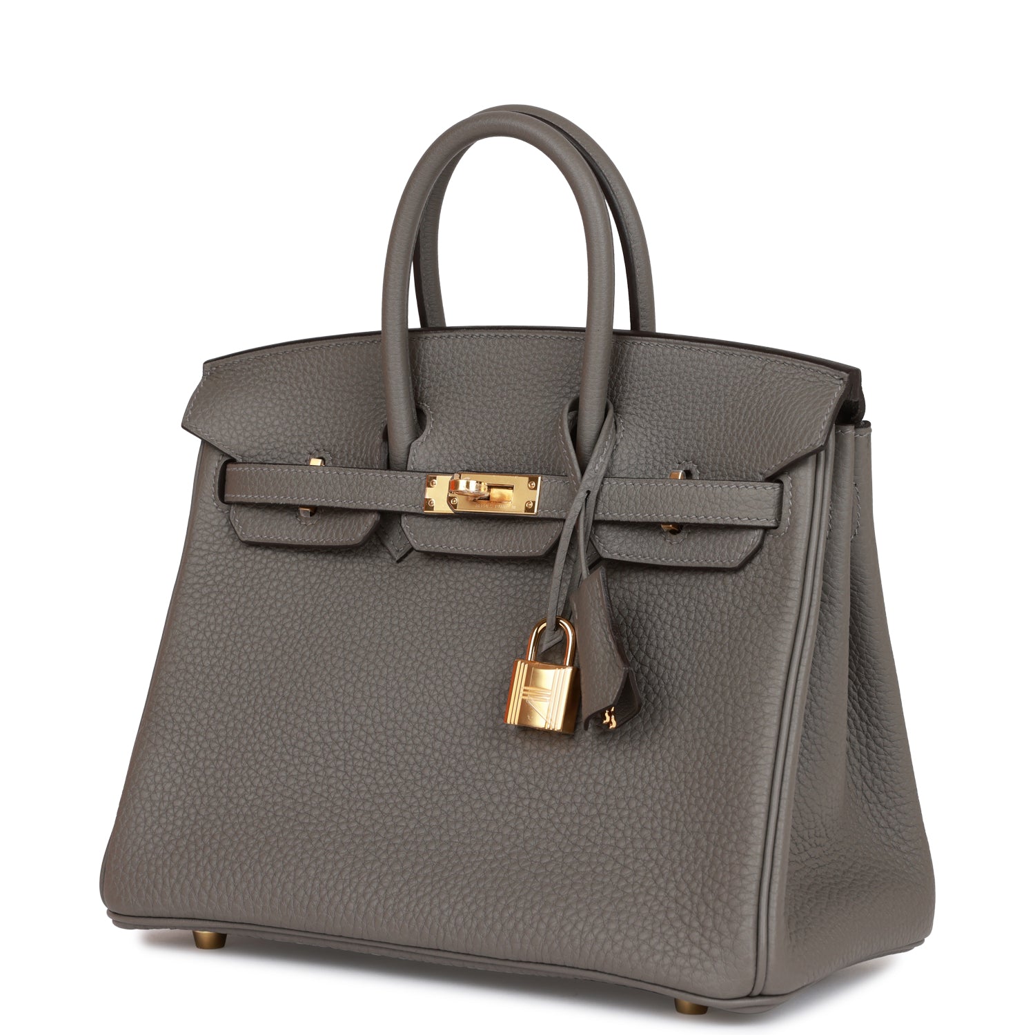 HMS Birkin 25 Gris Meyer Togo Gold Hardware