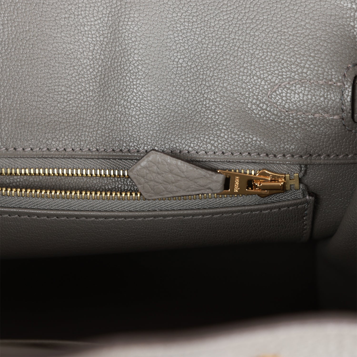 HMS Birkin 25 Gris Meyer Togo Gold Hardware