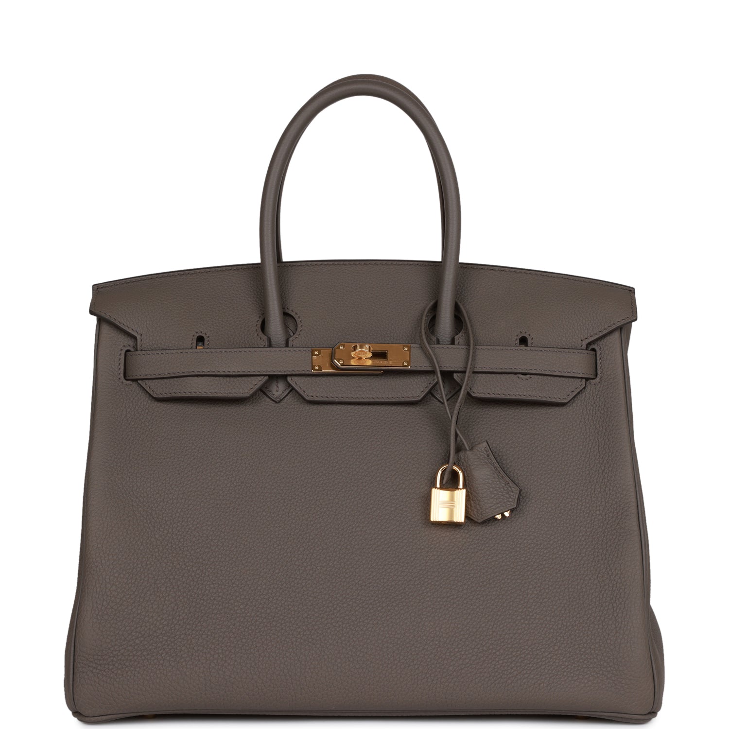 HMS Birkin 35 Gris Etain Togo Gold Hardware