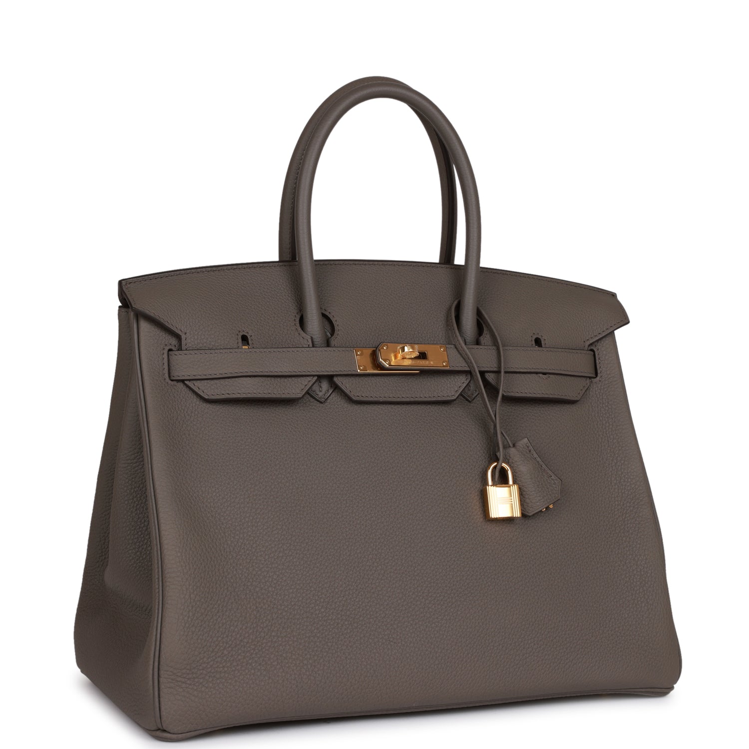 HMS Birkin 35 Gris Etain Togo Gold Hardware