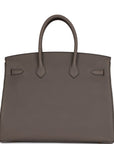 HMS Birkin 35 Gris Etain Togo Gold Hardware