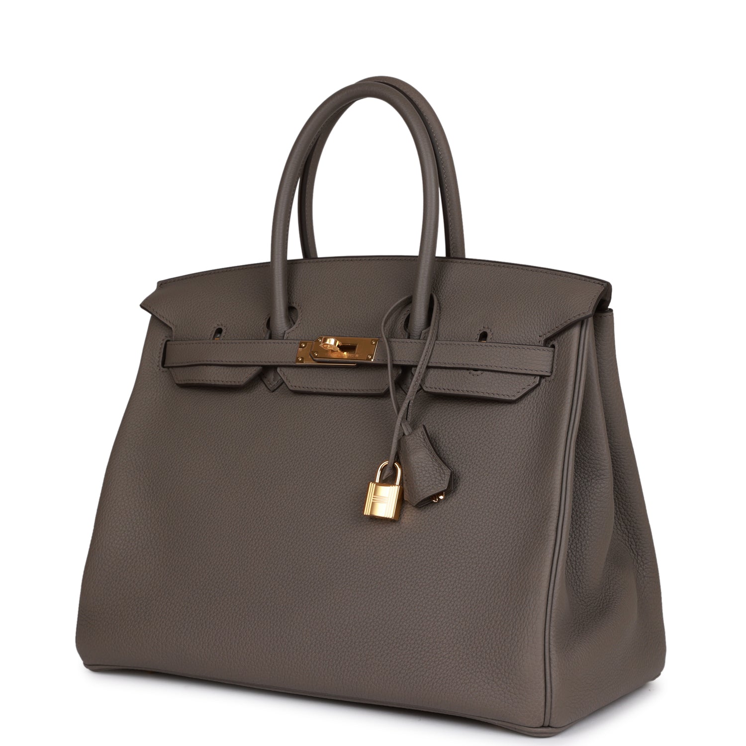 HMS Birkin 35 Gris Etain Togo Gold Hardware