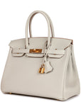 HMS Birkin 30 Gris Perle Togo Gold Hardware