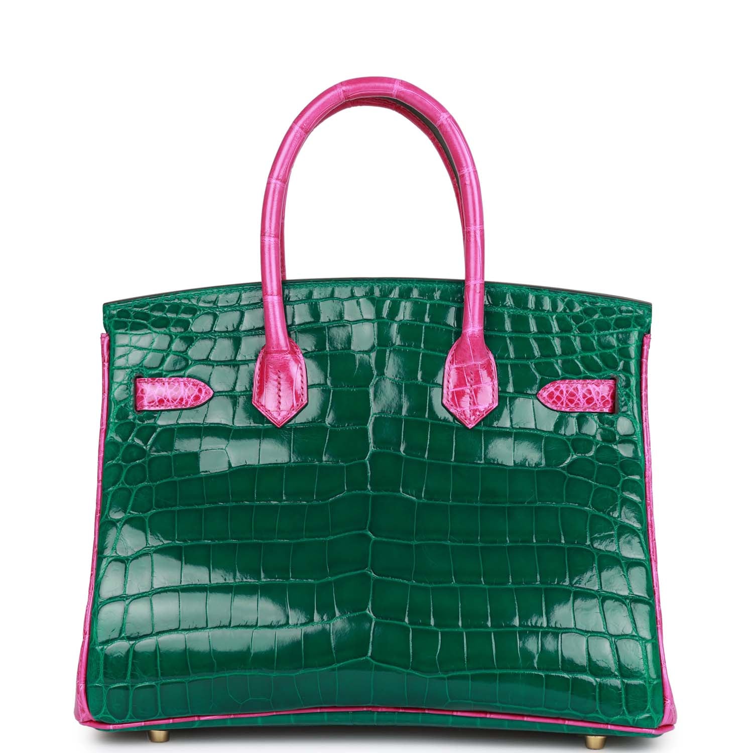 HMS Special Order (HSS) Birkin 30 Emerald and Rose Scheherazade Shiny Niloticus Crocodile Brushed Gold Hardware