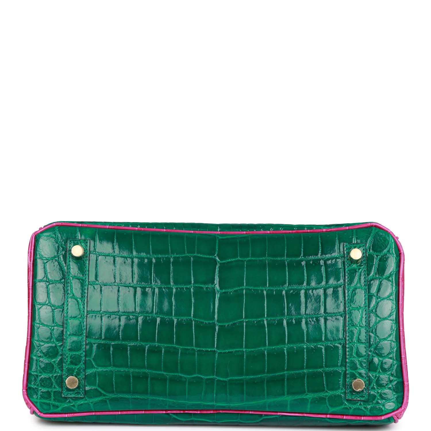 HMS Special Order (HSS) Birkin 30 Emerald and Rose Scheherazade Shiny Niloticus Crocodile Brushed Gold Hardware