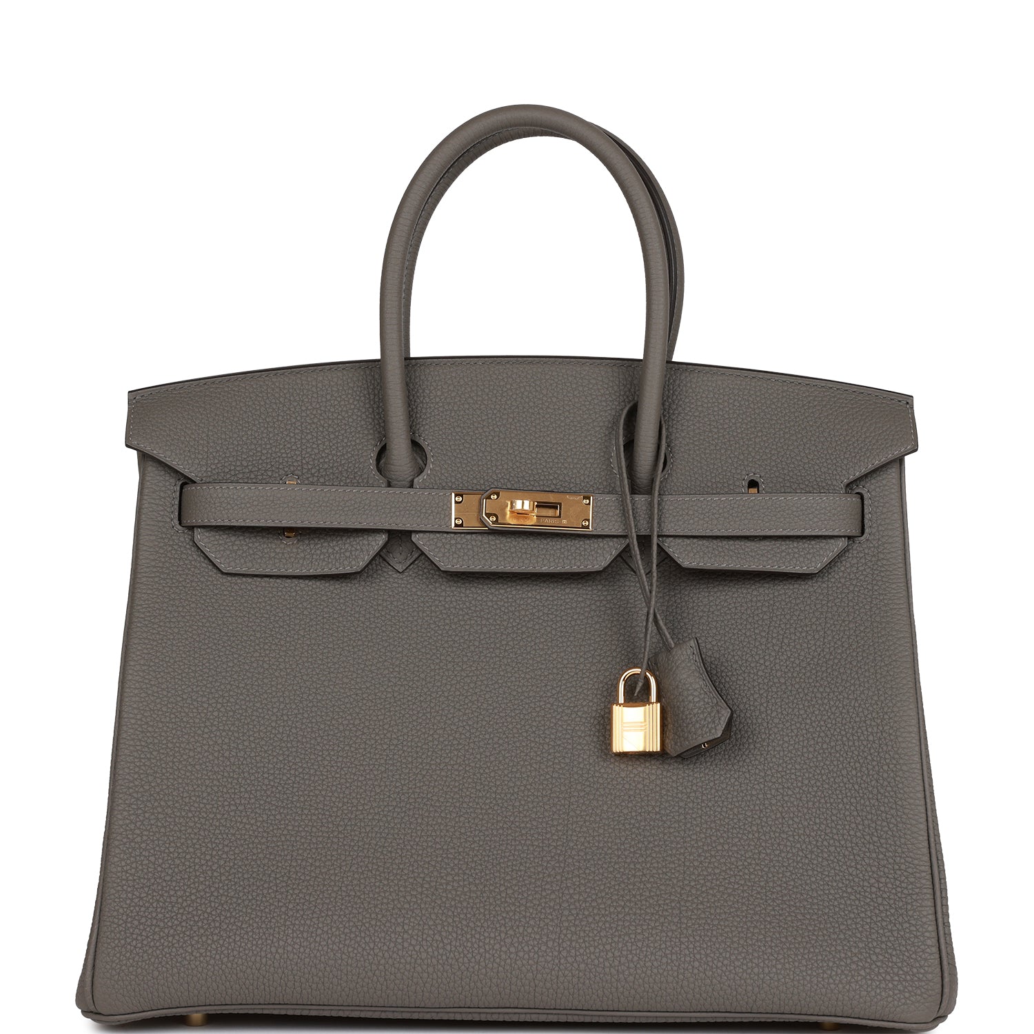 HMS Birkin 35 Gris Meyer Togo Gold Hardware