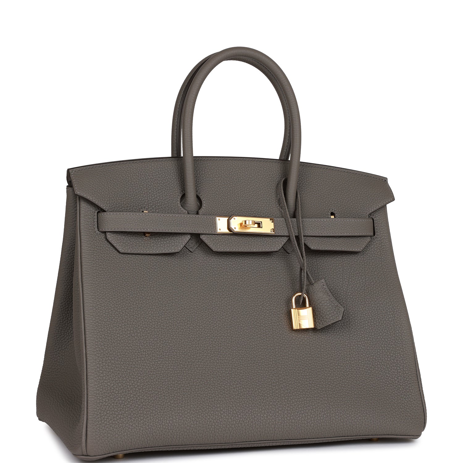 HMS Birkin 35 Gris Meyer Togo Gold Hardware