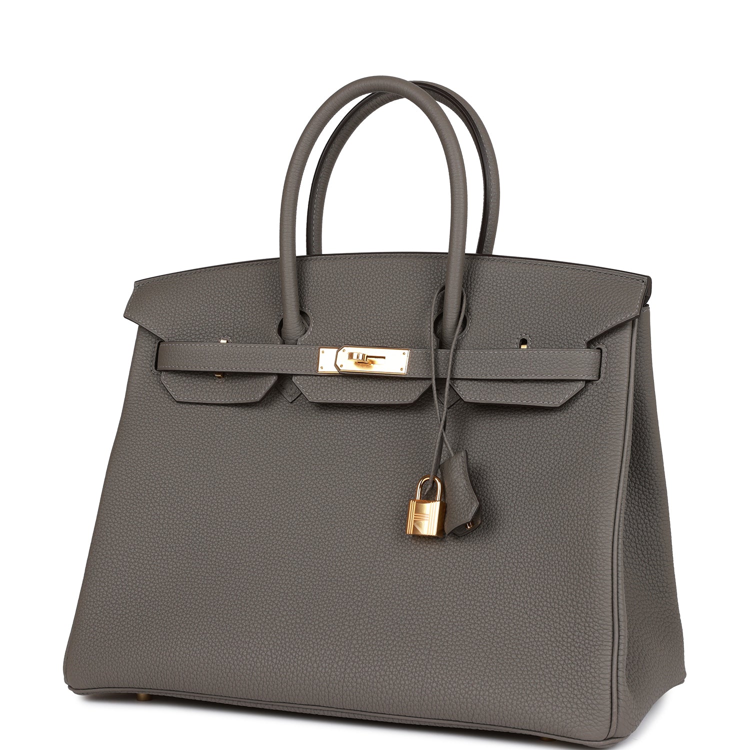HMS Birkin 35 Gris Meyer Togo Gold Hardware