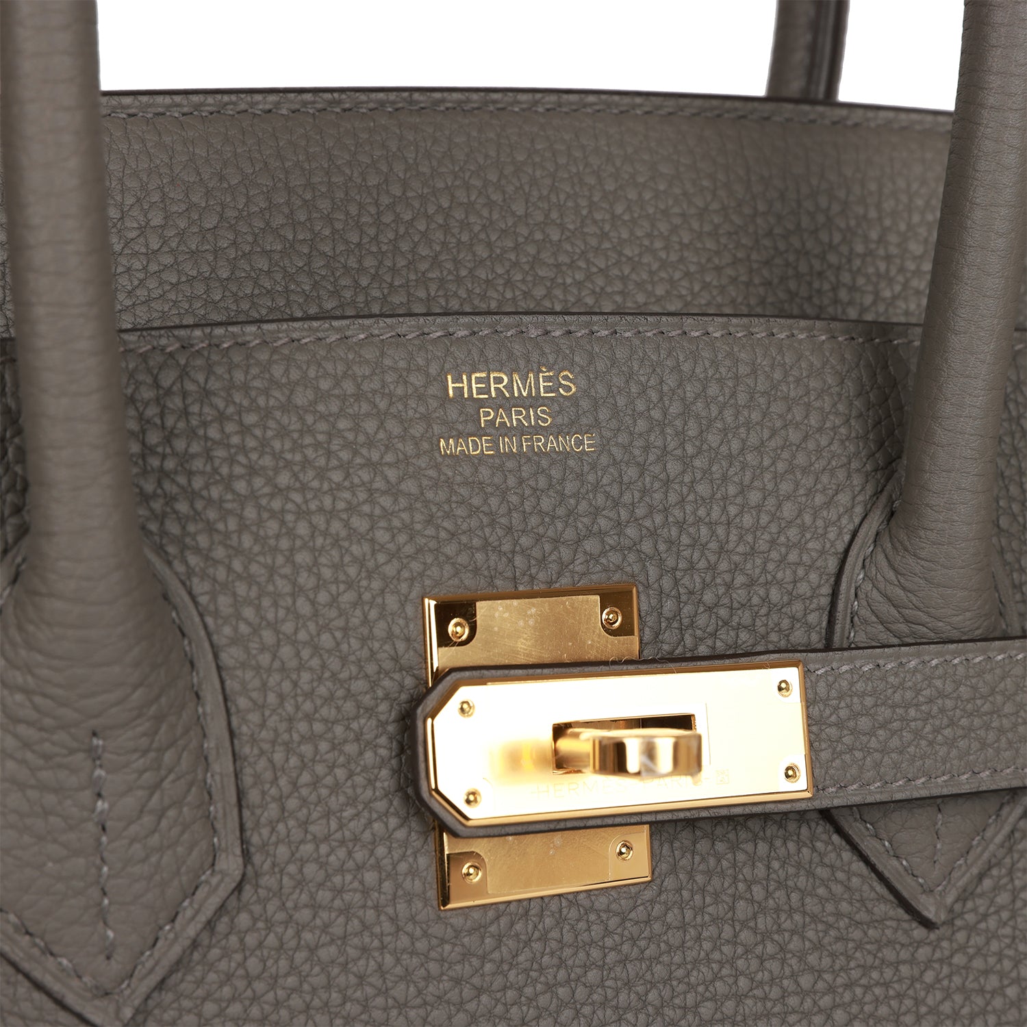 HMS Birkin 35 Gris Meyer Togo Gold Hardware