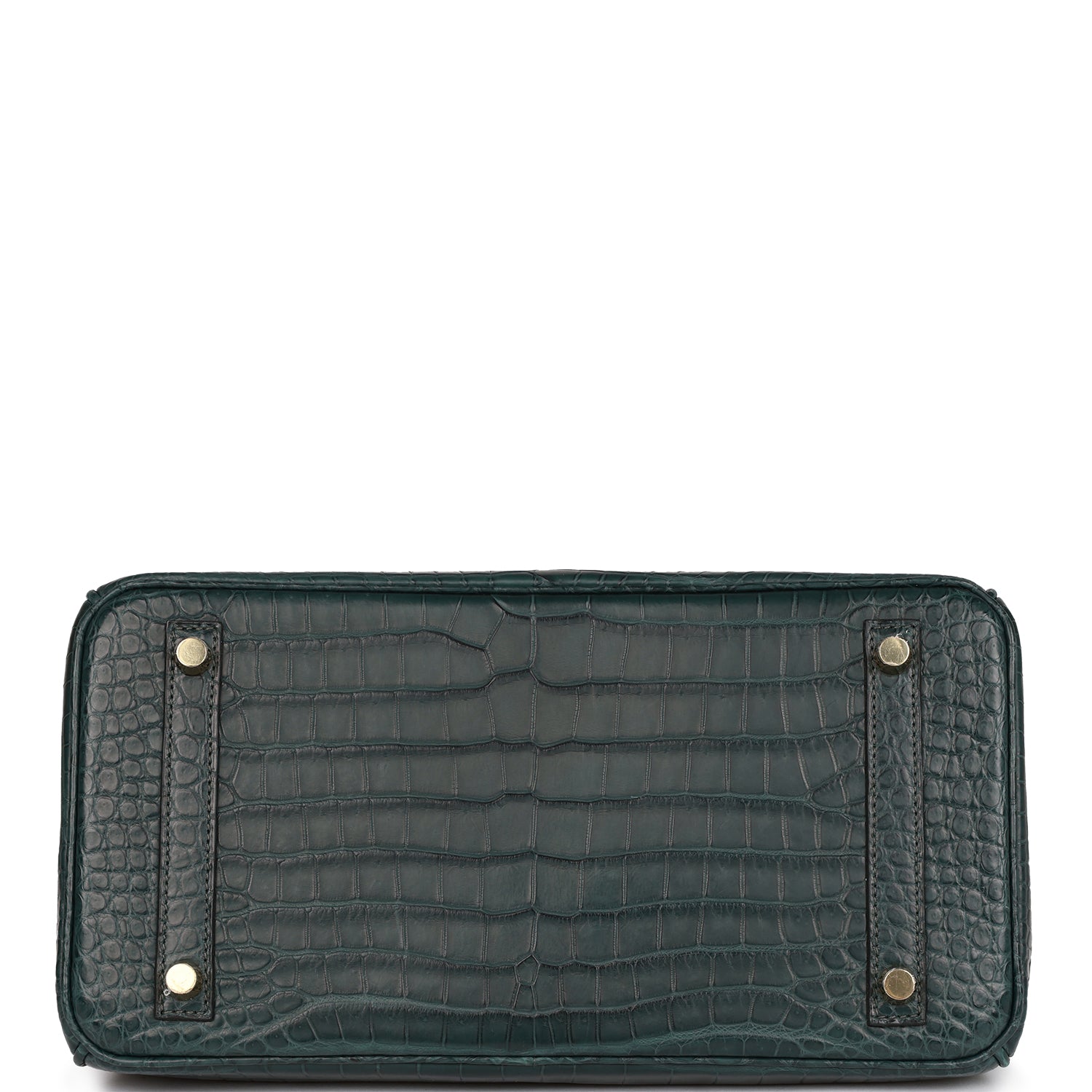 HMS Birkin 30 Vert Fonce Matte Porosus Crocodile Gold Hardware