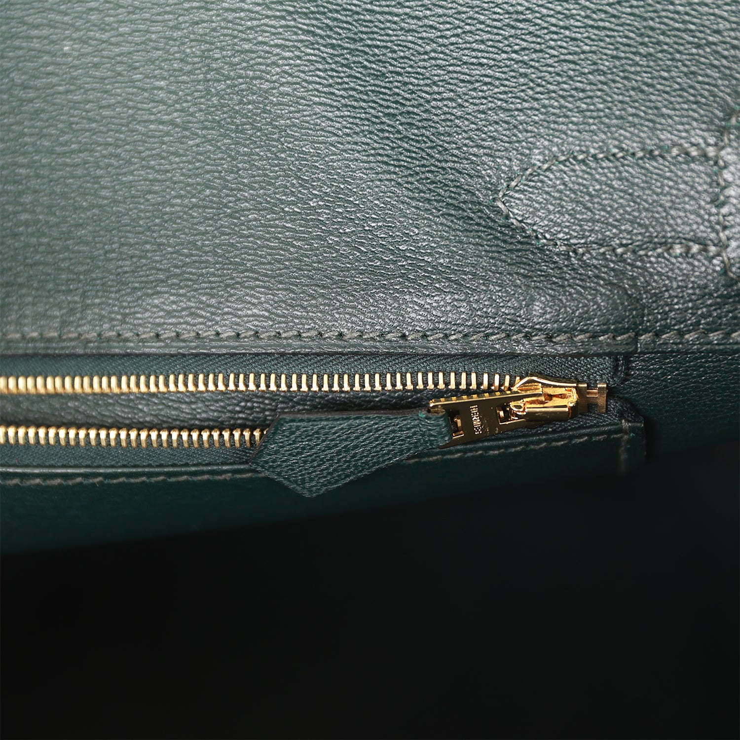 HMS Birkin 30 Vert Fonce Matte Porosus Crocodile Gold Hardware