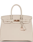 HMS Birkin 35 Craie Togo Rose Gold Hardware