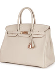HMS Birkin 35 Craie Togo Rose Gold Hardware