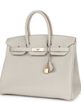 HMS Birkin 35 Gris Perle Togo Gold Hardware