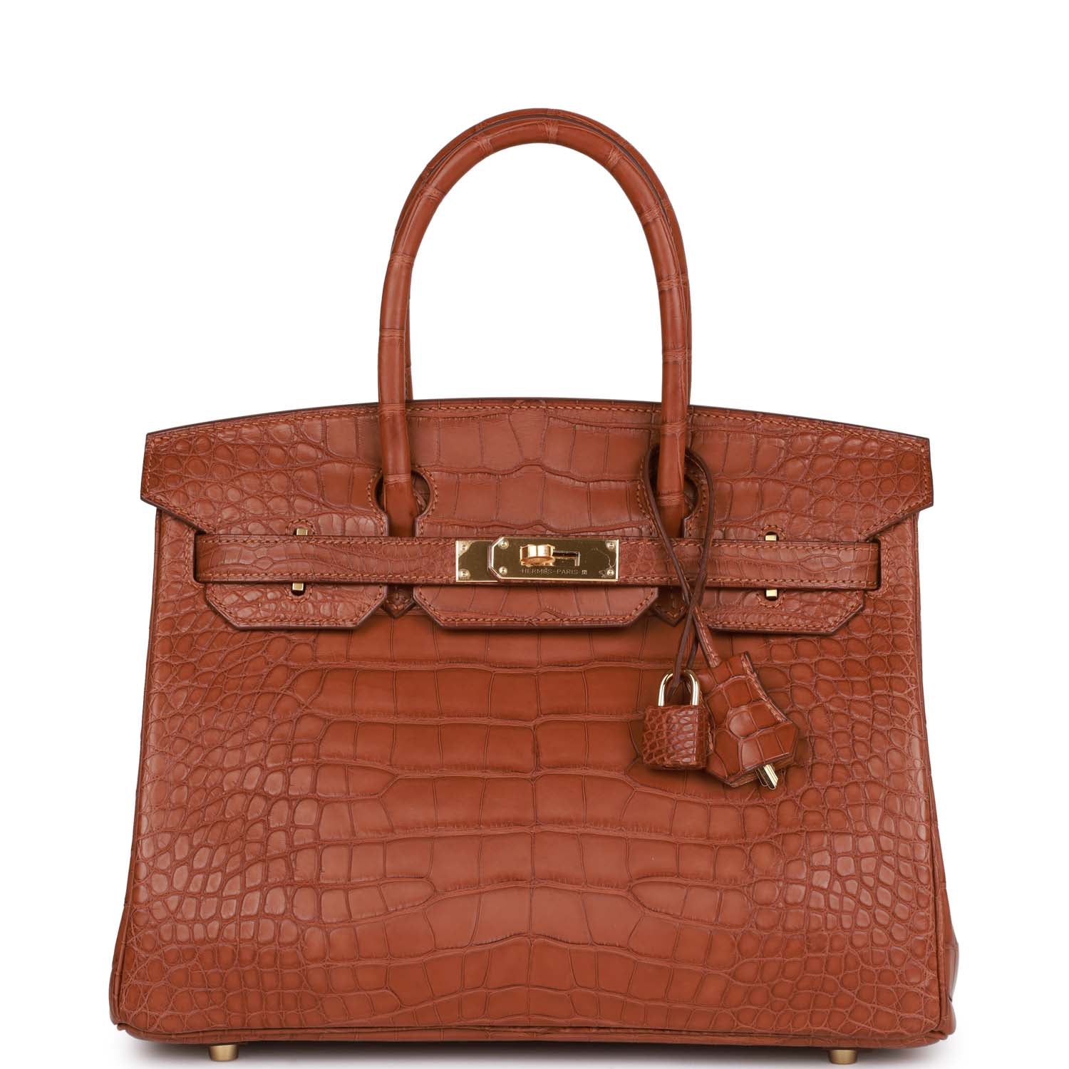 HMS Birkin 30 Gold Matte Alligator Gold Hardware