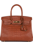 HMS Birkin 30 Gold Matte Alligator Gold Hardware