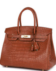 HMS Birkin 30 Gold Matte Alligator Gold Hardware