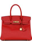 HMS Birkin 30 Rouge Casaque Epsom Gold Hardware