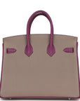 HMS Special Order (HSS) Birkin 25 Gris Asphalte and Anenome Togo Brushed Palladium Hardware