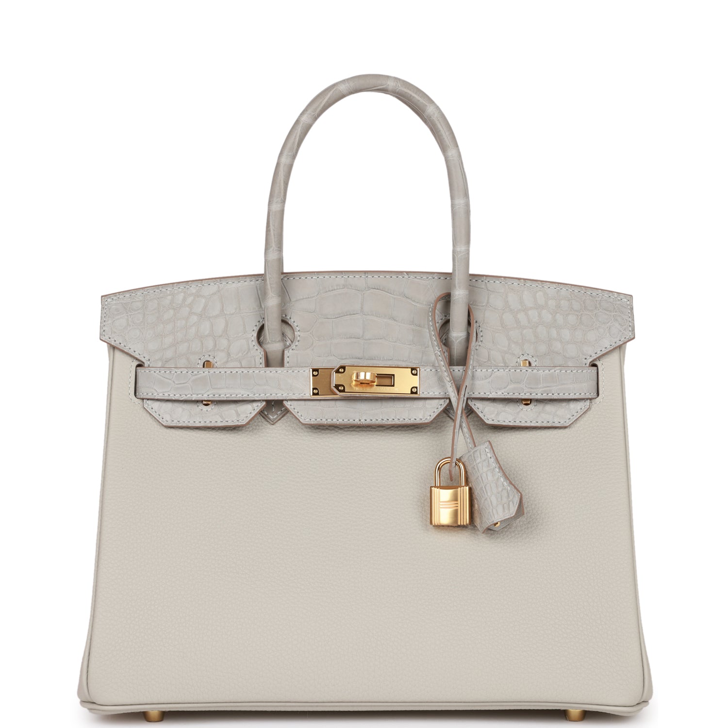 HMS Birkin 30 Gris Perle Matte Alligator and Togo Touch Gold Hardware