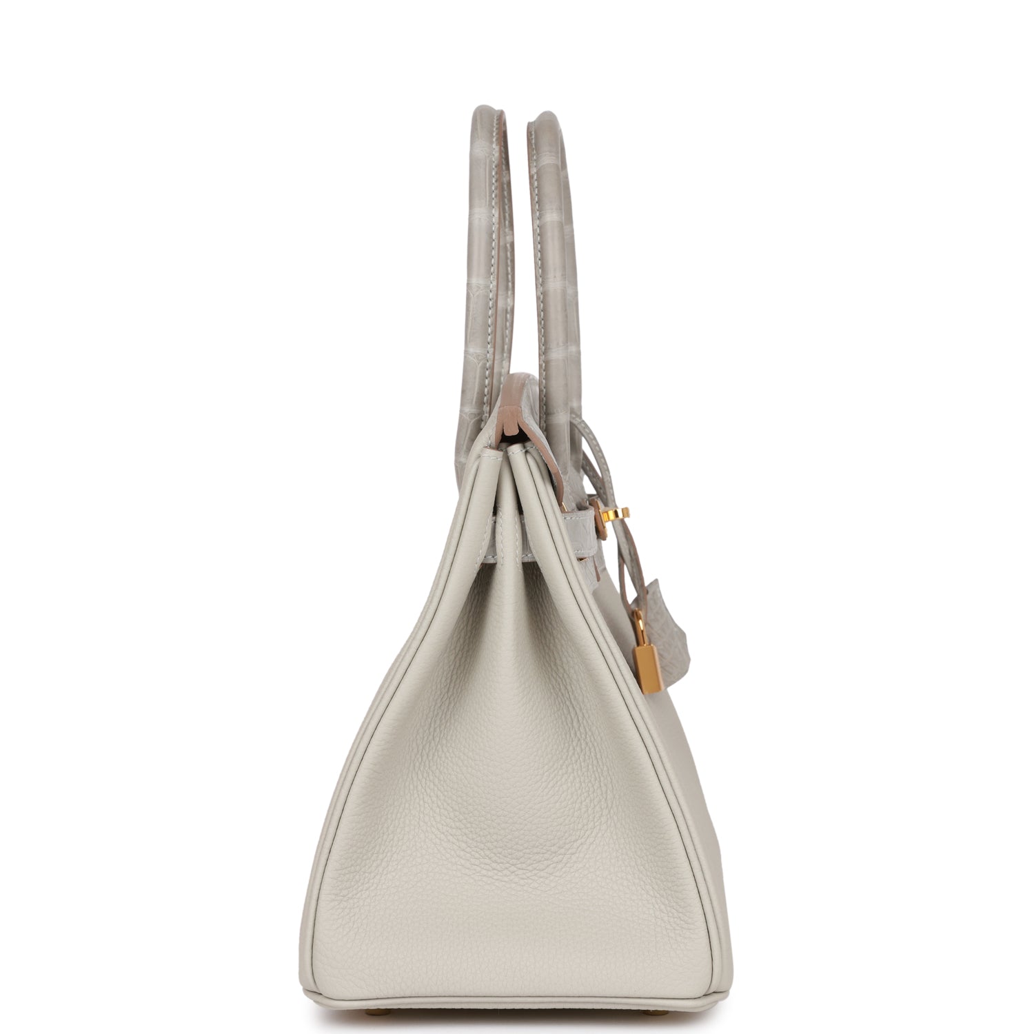 HMS Birkin 30 Gris Perle Matte Alligator and Togo Touch Gold Hardware