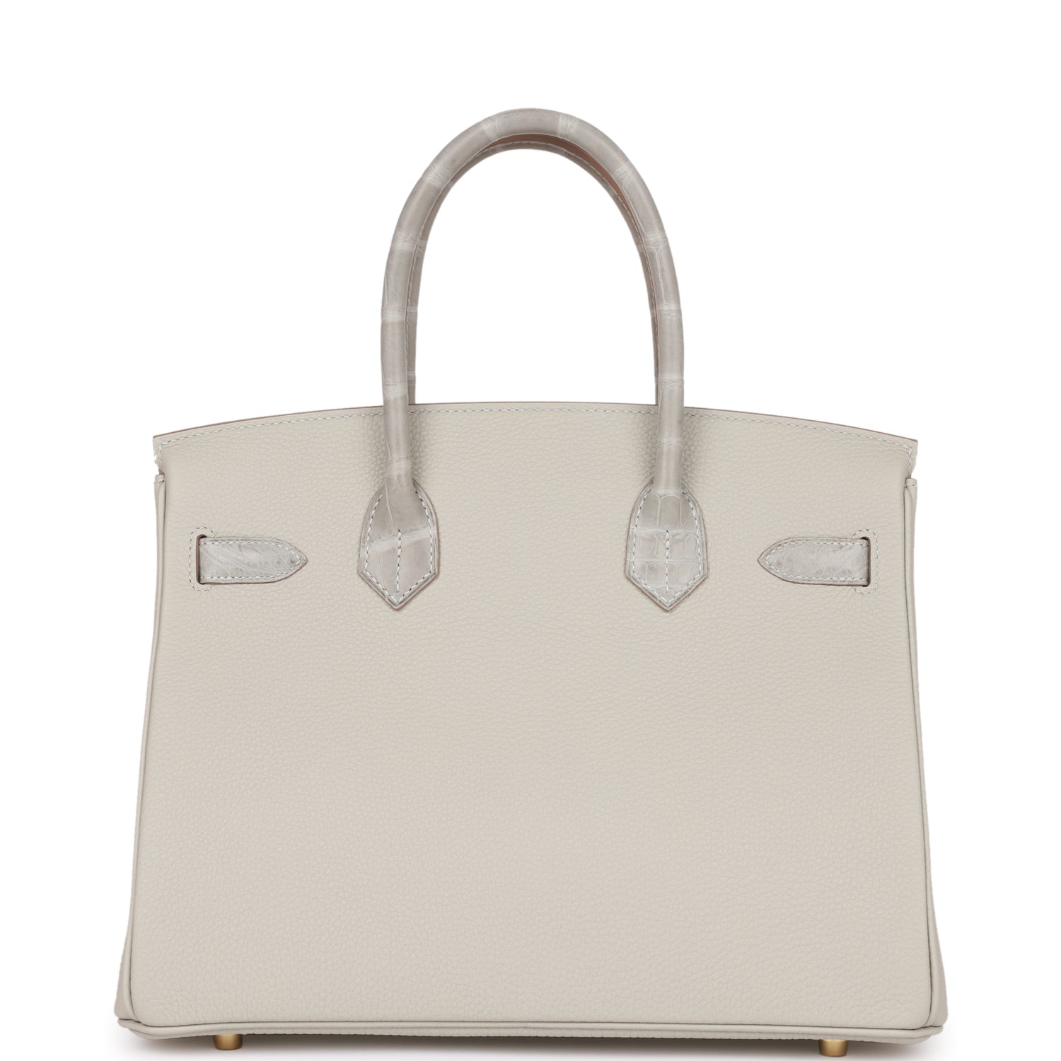 HMS Birkin 30 Gris Perle Matte Alligator and Togo Touch Gold Hardware
