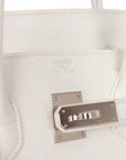 Top Quality HMS Birkin 35 White Gulliver and Toile H Palladium Hardware