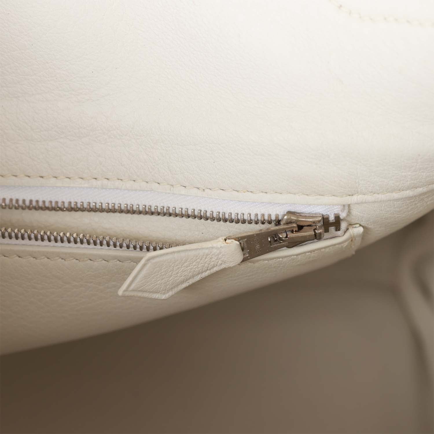 Top Quality HMS Birkin 35 White Gulliver and Toile H Palladium Hardware