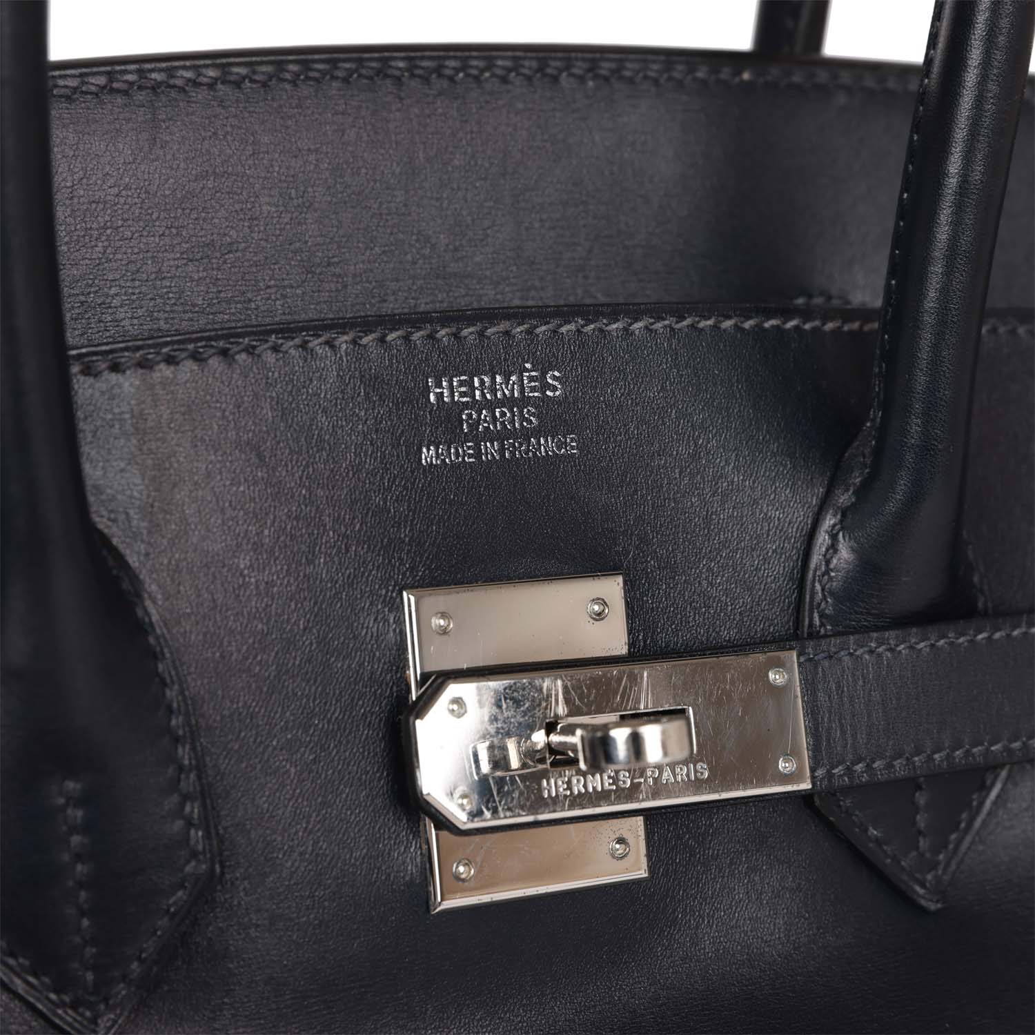 Vintage HMS Birkin 35 Bleu Navy Box Palladium Hardware