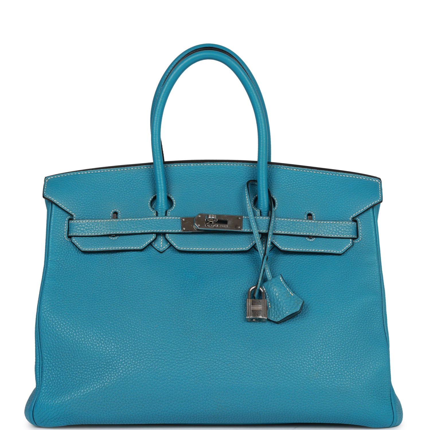 Top Quality HMS Birkin 35 Bleu Jean Togo Palladium Hardware