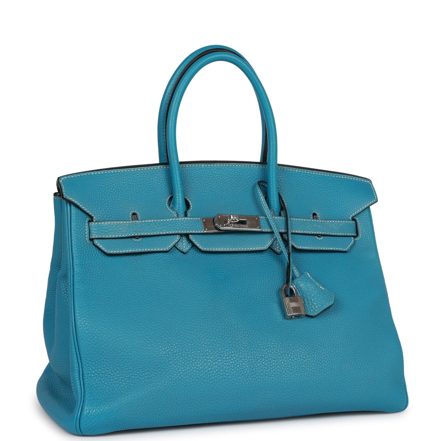 Top Quality HMS Birkin 35 Bleu Jean Togo Palladium Hardware