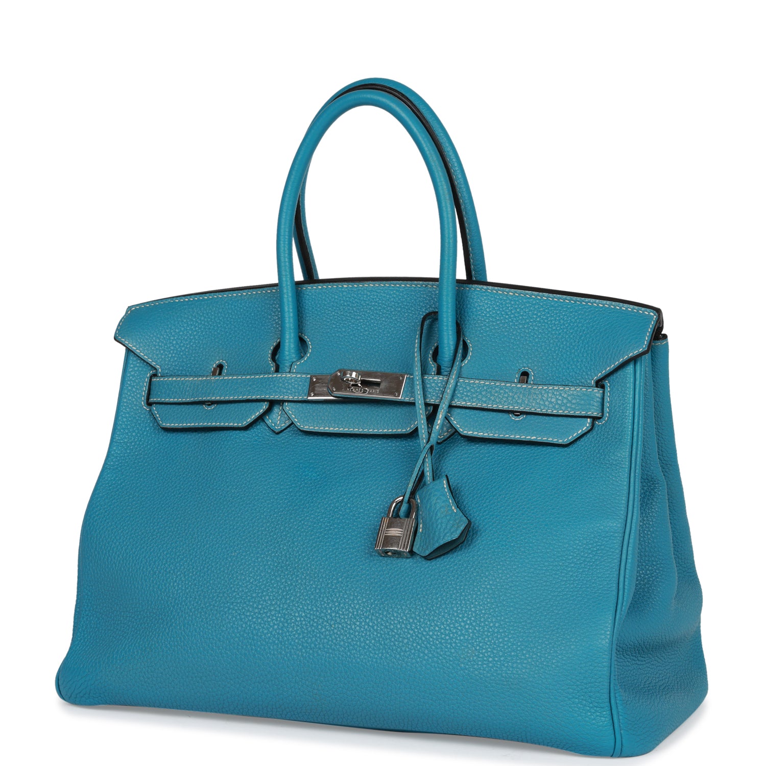 Top Quality HMS Birkin 35 Bleu Jean Togo Palladium Hardware