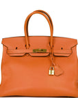 Top Quality HMS Birkin 35 Orange H Togo Gold Hardware