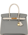 HMS Special Order (HSS) Birkin 30 Gris Mouette and Craie Togo Brushed Gold Hardware
