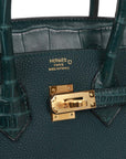 HMS Birkin 25 Vert Cypress Matte Alligator and Togo Touch Gold Hardware
