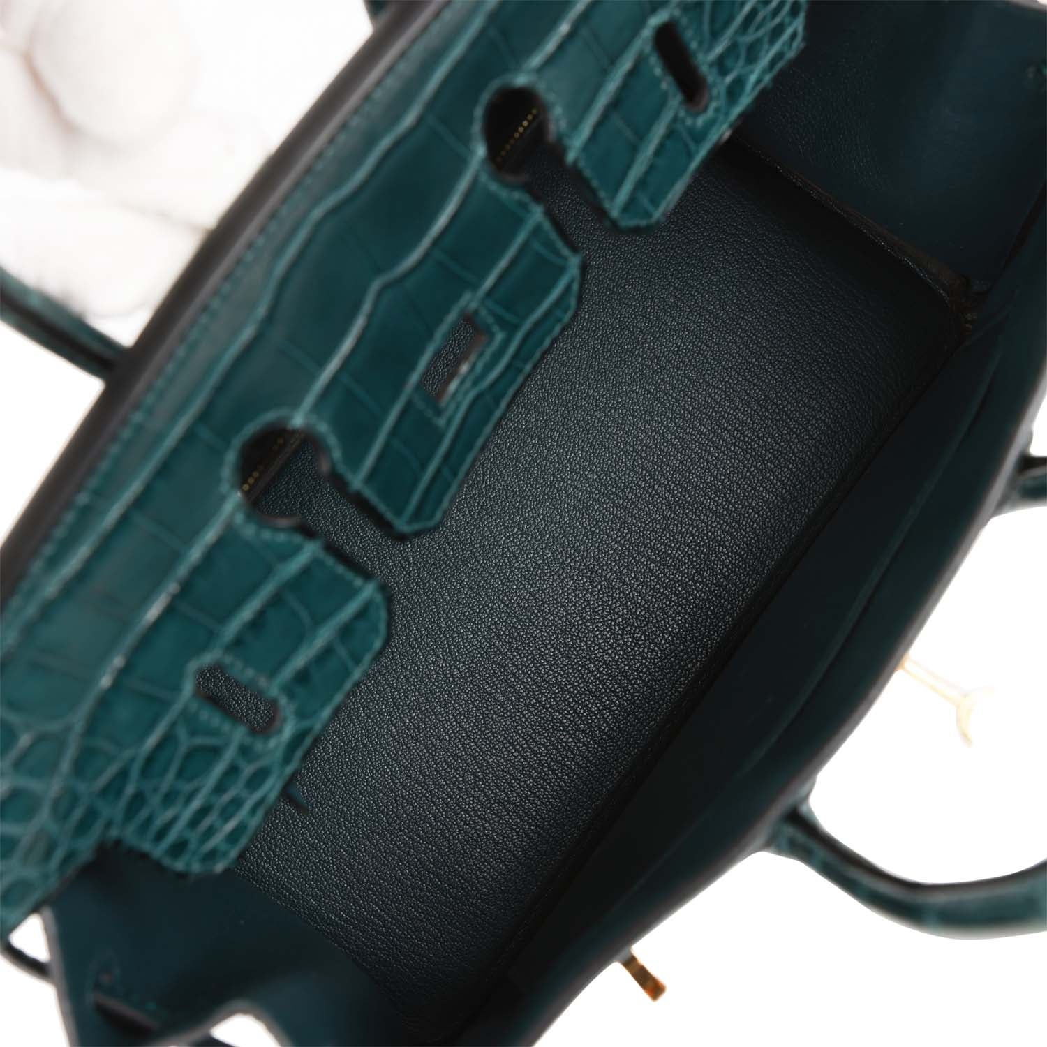 HMS Birkin 25 Vert Cypress Matte Alligator and Togo Touch Gold Hardware