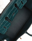 HMS Birkin 25 Vert Cypress Matte Alligator and Togo Touch Gold Hardware