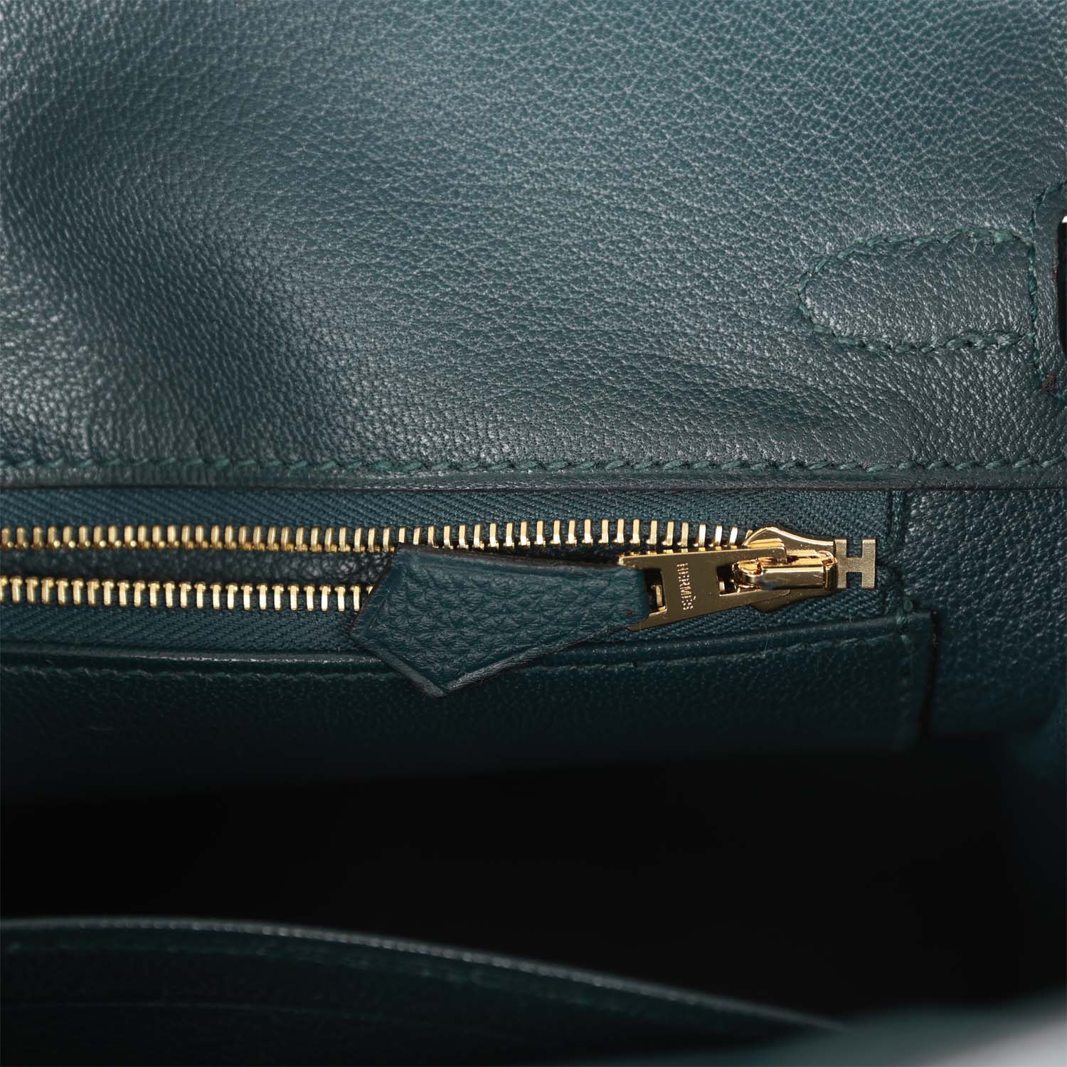 HMS Birkin 25 Vert Cypress Matte Alligator and Togo Touch Gold Hardware