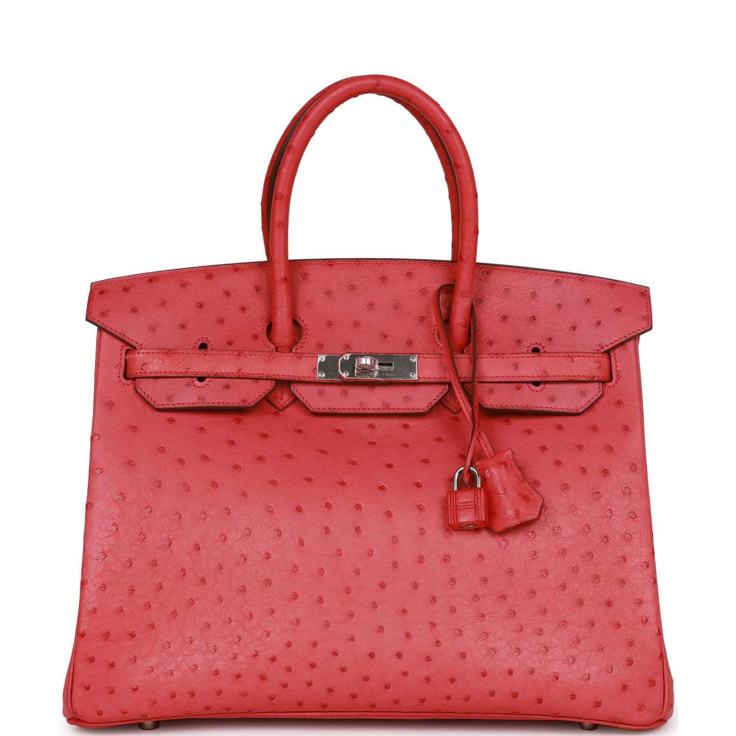 Top Quality HMS Birkin 35 Bougainvillea Ostrich Palladium Hardware